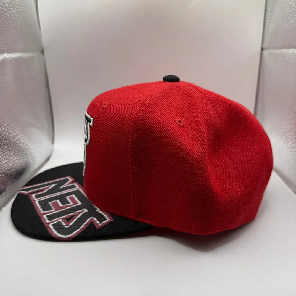 Mitchell & Ness New Jersey Nets Snapback Hat Red Black NBA Original‎ Fit Cap